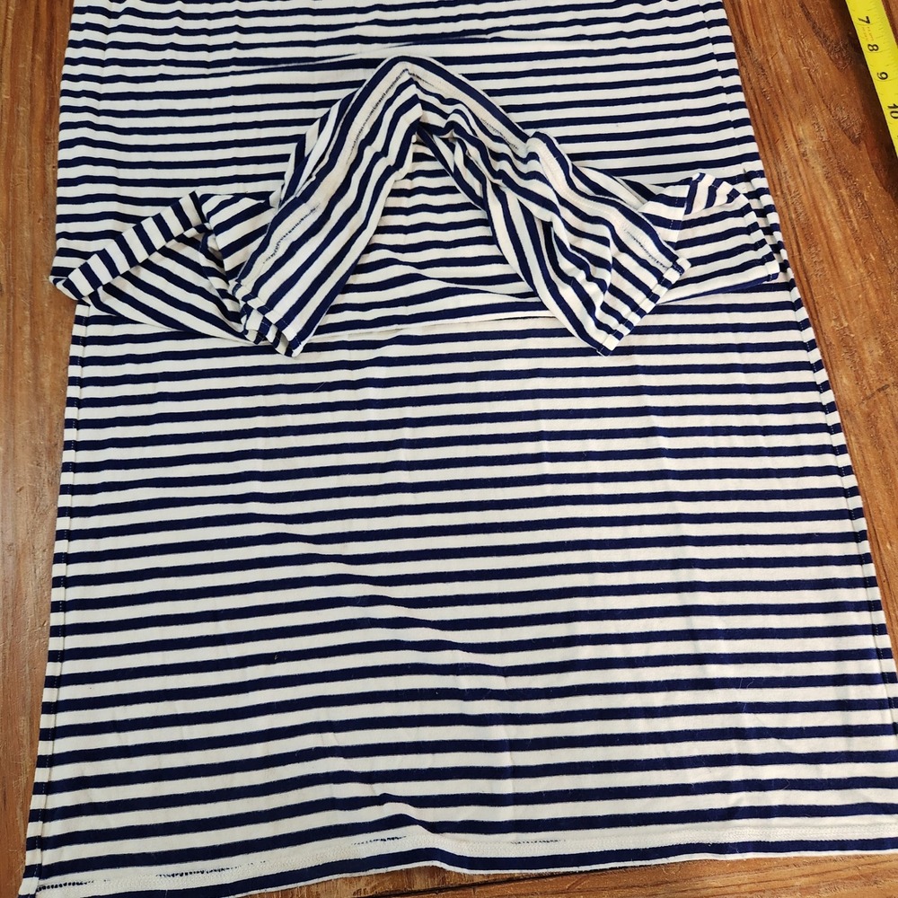 J. Crew Factory Blue White Racerback Maxi Dress Small Side Slits Nautical Beach - Picture 7 of 9